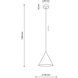 TK Lighting Cono hanglamp, wit, Ø 19 cm, staal, 1-lamp