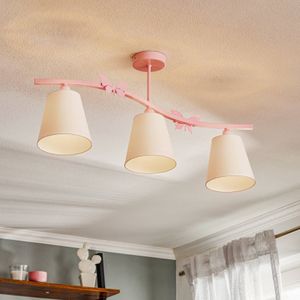 Eko-Light Plafondlamp Alice, roze, drie witte stoffen kappen