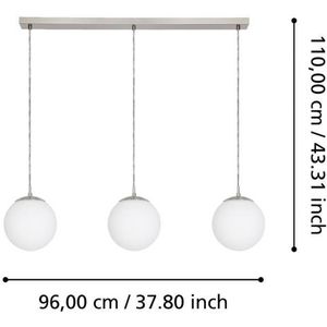 EGLO Rondo hanglamp, 3-lamps, nikkel/wit