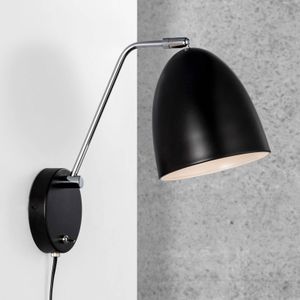 Nordlux Wandlamp Alexander met kabel en stekker, zwart