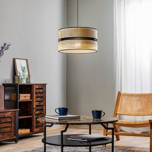 Duolla Hanglamp Duo, rotan, Ø 40 cm, beige/zwart