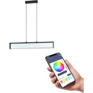 EGLO connect.z Valdelagrano-Z Smart Hanglamp - 100 cm - Zwart/Wit - Instelbaar RGB & wit licht - Dimbaar - Zigbee