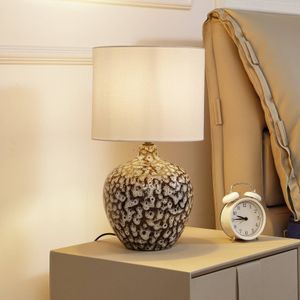 Lindby - Thalassia Tafellamp - Zwart/Wit - Keramiek/Linnen - Ø26 cm