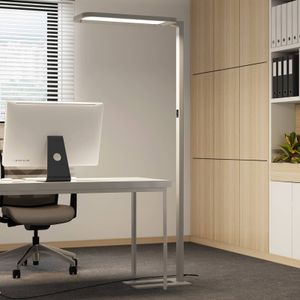 Vloerlamp Nelus Neo Arcchio, dimbaar, alu / grijs / zink, Werkkamer / Kantoor, Aluminium