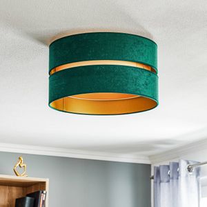 Euluna Duo plafondlamp textiel groen/goud Ø40cm