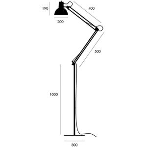 midgard veerklem vloerlamp, justeerbaar, zwart