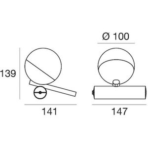 Linea Light LED tafellamp Rossini, chroom, aluminium, PMMA, dimmer