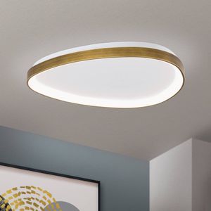 ORION Charlie LED plafondlamp, Ø 65 cm, opaalwit, antiek messingkleur