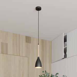 Luminex Muza hanglamp, 1-lamp, zwart/licht hout