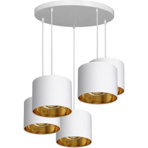 Luminex Hanglamp Soho, cilindrisch, rond 5-lamps wit/goud