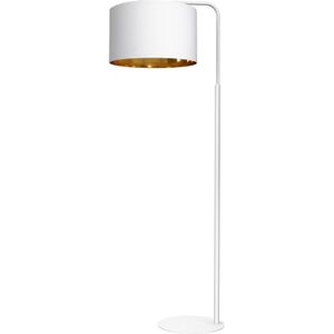 Luminex Vloerlamp Soho, cilindervormig, gebogen, wit/goud