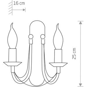 Nowodvorski Lighting Wandlamp Ares in kroonluchterontwerp, 2-lamps