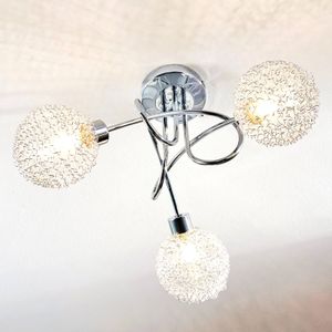 Lindby plafondlamp Ticino, Ø 40 cm, chroom, glas, metaal