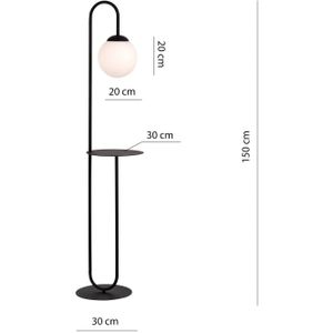 EMIBIG LIGHTING Vloerlamp Bari, zwart, metaal, glas