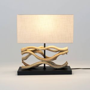 Holländer Panarea tafellamp, houtkleurig/beige, hoogte 42 cm, hout