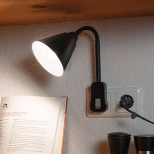 Paulmann Junus stekkerlamp - met flexibele arm - E14 - zwart