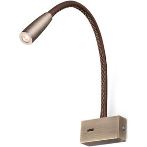 FARO BARCELONA Wand-leeslamp Lead met leren details en LED