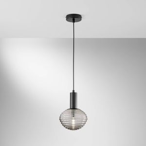 Eco-Light Ripple hanglamp, zwart/rookgrijs, Ø 18 cm