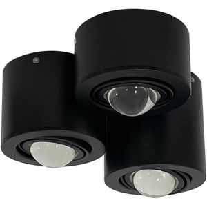 Lindby plafondspot Jyla, zwart, 4200 K, 3-lamps, lens, GX53