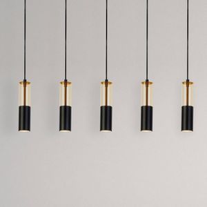 Searchlight Merrygold hanglamp, zwart/oranje, metaal, GU10, 5-lamps.