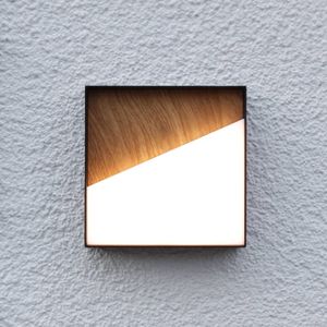 Eco-Light Buitenwandlamp Meg, houtkleurig, 15 x 15 cm