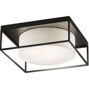 FISCHER & HONSEL Plafondlamp Carre 60x60cm stoffen kap wit