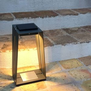 Les Jardins LED solarlantaarn Skaal van aluminium, 40 cm grijs