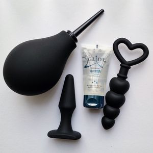 Condoom Anoniem Anaal Beginner Set - Butt Plug, Beads, Douche En Glijmiddel