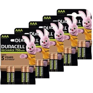 Duracell Oplaadbare AAA / HR03 Ni-Mh Batterijen (20 stuks, 750 mAh)