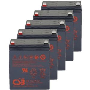 5 Stuks: CSB HR1221W VRLA AGM Loodaccu's (12V, 5 Ah, T2 terminal)