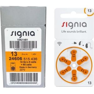 Siemens Signia 13 / PR48 / Oranje gehoorapparaat batterij 60 stuks
