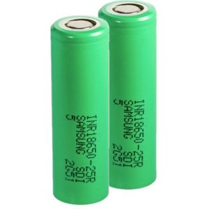 Samsung INR18650-25R / 18650 Li-ion batterij (2 stuks, 3,7 V, 2500 mAh, 20A)