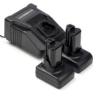 Starterset: 2x Bosch GBA 12V accu's + Lader (12 V, 4.0 Ah, 123accu huismerk)