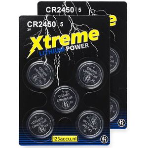 123accu Xtreme Power CR2450 3V Lithium knoopcel batterij 10 stuks