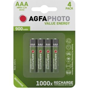 Agfaphoto Oplaadbare AAA / HR03 Ni-Mh Batterijen (4 stuks, 900 mAh)