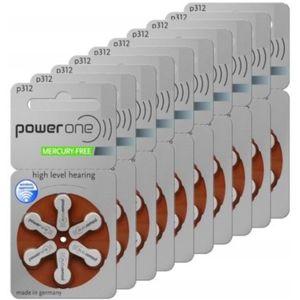 PowerOne 312 / PR41 / Bruin gehoorapparaat batterij 60 stuks