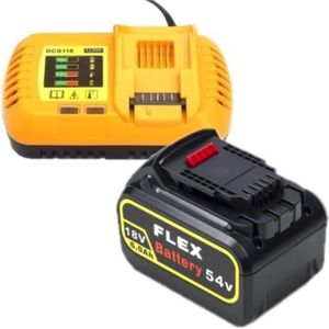 Starterset: DeWalt DCB546-XJ / XR FlexVolt accu + lader (18V / 54V, 6.0Ah, 123accu huismerk)