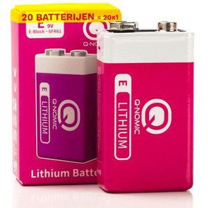 Q-Nomic Power 9V / 6FR61 / E-Block Lithium Batterij (20 stuks)