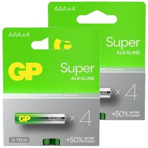 GP Super G-Tech AAA / MN2400 / LR03 Alkaline Batterij 8 stuks