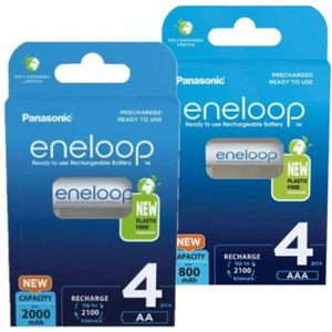 Panasonic Eneloop Oplaadbare AA / HR6 + AAA / HR03 Ni-Mh Batterijen (8 stuks)