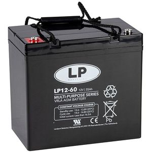 Landport LP12-60 VRLA AGM Loodaccu (12V, 55 Ah, T6 terminal)