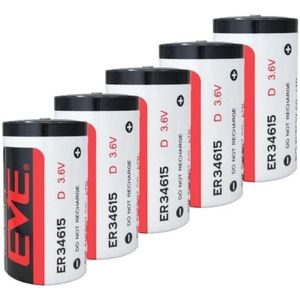 Aanbieding: 5 x EVE ER34615 / D batterij (3.6V, 19000 mAh, Li-SOCl2)
