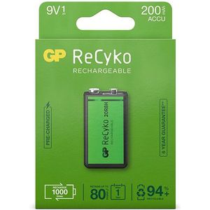 GP ReCyko Oplaadbare 9V / E-block / 6HR61 Ni-Mh Batterij (5 stuks, 200 mAh)