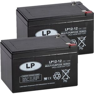 2 Stuks: Landport LP12-12 VRLA AGM Loodaccu's (12V, 12 Ah, T2 terminal)