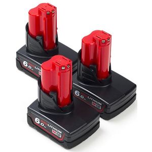 3-pack Milwaukee M12 B6 / 4932451395 accu's (12 V, 6.0 Ah, origineel)