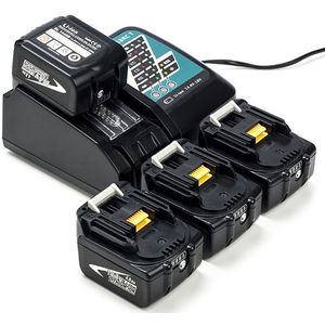 Startset: 4x Makita BL1430B / 14.4V LXT accu's + lader (14.4 V, 4.0 Ah, 123accu huismerk)