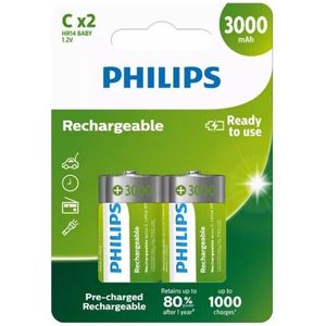 Philips Oplaadbare C / HR14 Ni-Mh Batterij (20 stuks, 3000 mAh)