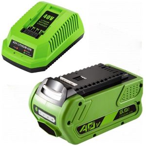 Starterkit: GreenWorks G40B6 / G-MAX 40V accu + lader (40 V, 5.0 Ah, 123accu huismerk)