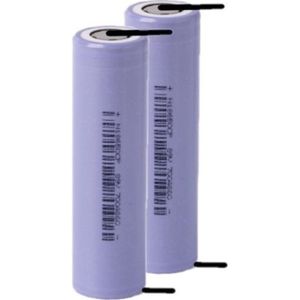 2 stuks: BAK 18650 batterij met soldeerlippen (3.6 V, 3350 MAh, 10A)
