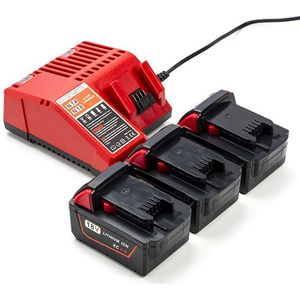 NRG Pack: 3x Milwaukee M18 B4 accu's + lader (18 V, 4.0 Ah, 123accu huismerk)